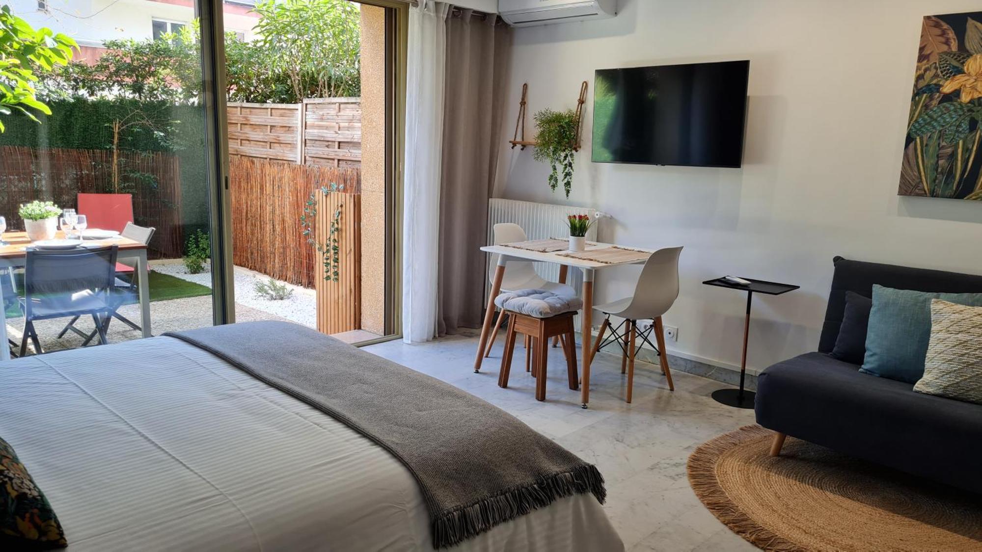 אנטיב Studio Sun-Beach Avec Parking Et Jardin - 500M Des Plages De Juan Les Pins מראה חיצוני תמונה